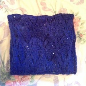 blue knit infinity scarf