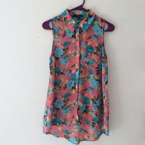 Sleeveless Collar Blouse