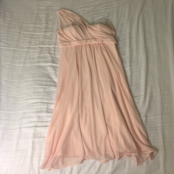 David's Bridal One Shoulder Chiffon Short Dress