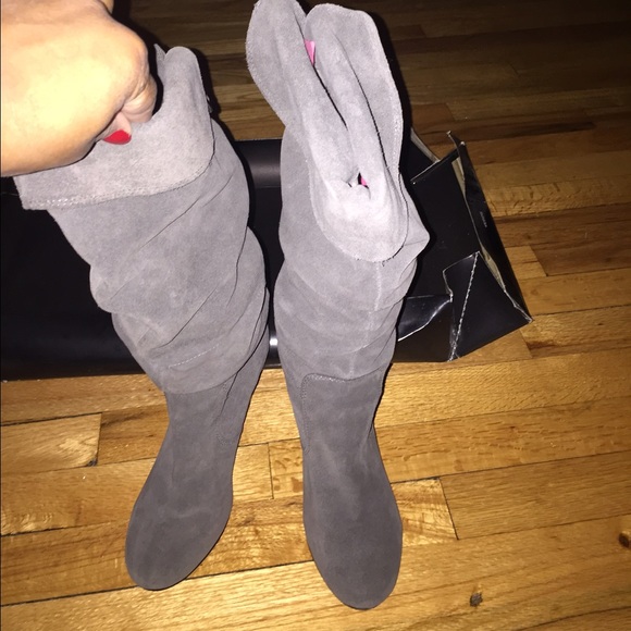Gray suede Steve Madden boots
