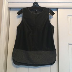 Faux leather front top