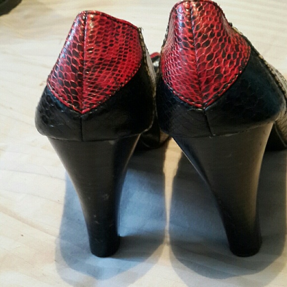 faux snakeskin heels