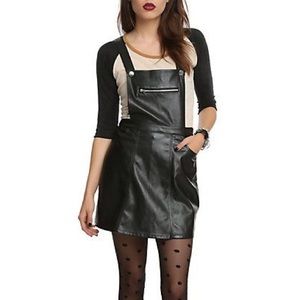 Faux Leather Suspender Skirt