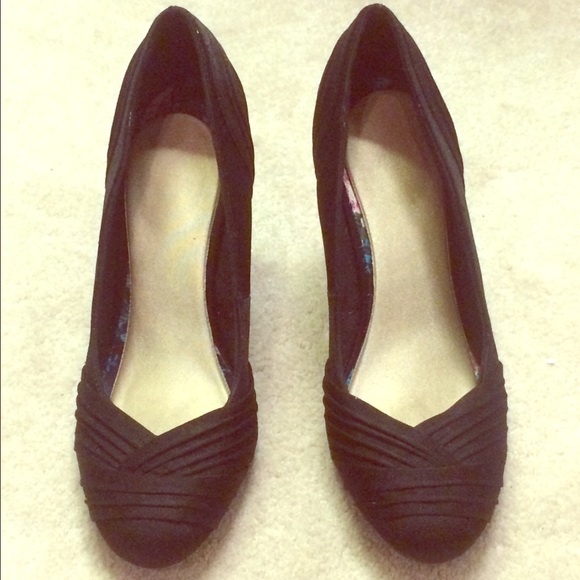 Black satin heels