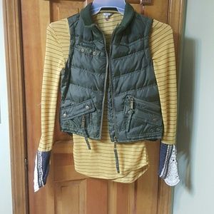 Yellow BKE top with green vest