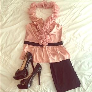 Bebe Elegant rouged silk halter top