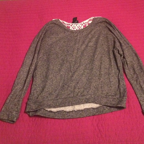 Long sleeve lace and grey shirt
