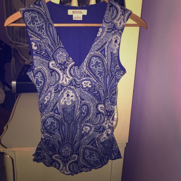 Very sexy blue&white paisley Michael Kors shirt - Picture 1 of 4