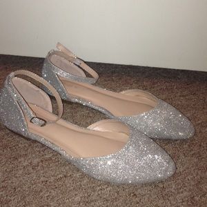 sparkly buckle flats