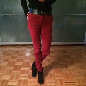 Move Out Sale. Oxblood red James skinny jeans