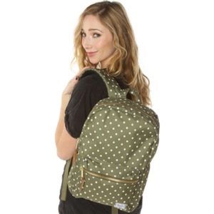 Olive Green & White Polk-a-dot Herschel Backpack