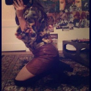 420 plush jacket bundle w/ vintage leather skirt.