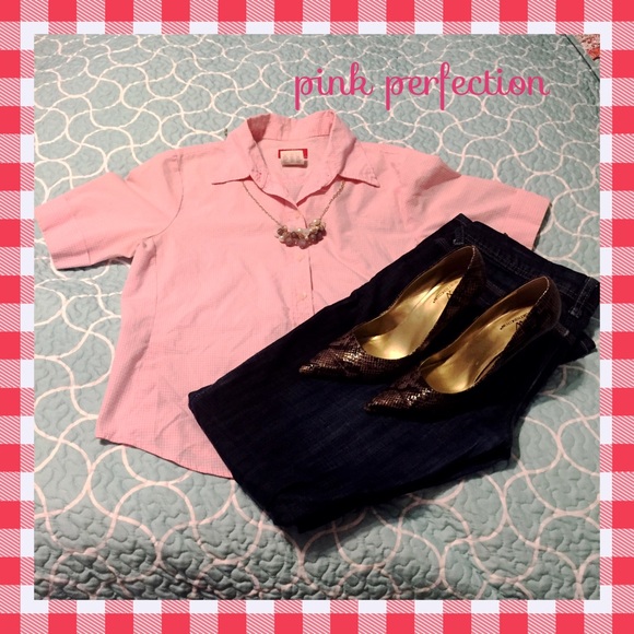 Pink and white gingham button up