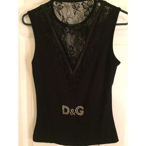 Dolce & Gabbana Crystal D&G Lace Top