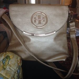 Gold Faux Tory Burch Crossbody Bag