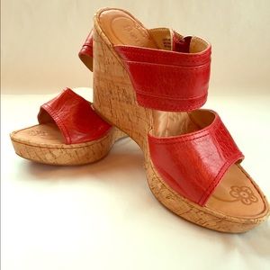 Born orange wedge sandal