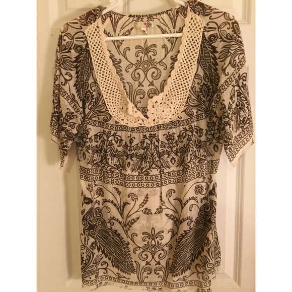 Joie Printed Crochet Top