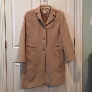Preston & York wool tan and white pinstripe coat