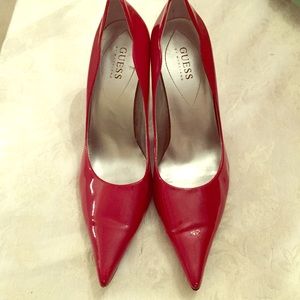 Red Patent leather guess stilettos
