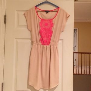 Nude and hot pink dress