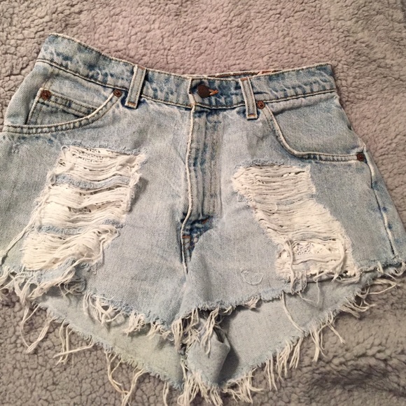 High Waisted LF Distressed Denim Shorts