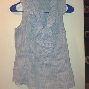 blue candy striped blouse