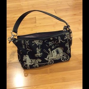 Black and silver coach small purse