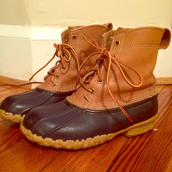 L.L. Bean 8" Tan/Blue Bean Boots
