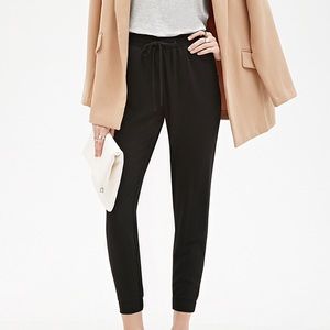 Black Crepe Drawstring Joggers