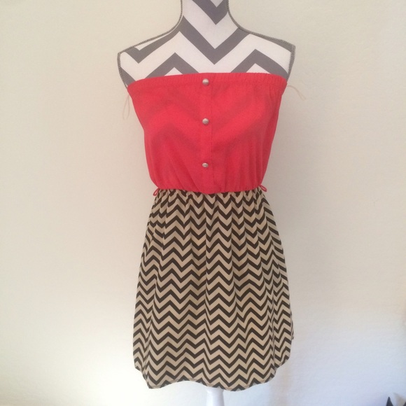 Pink, Black and Tan chevron dress, size XS