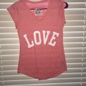 cute light pink, love, short sleeve shirt!