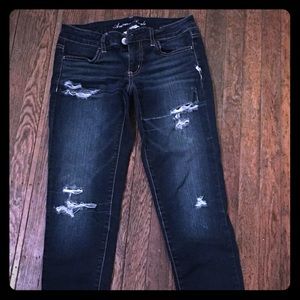 AE distressed dark wash jeggings