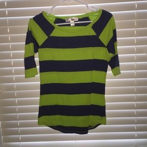 green&navy blue, mid cut shirt!