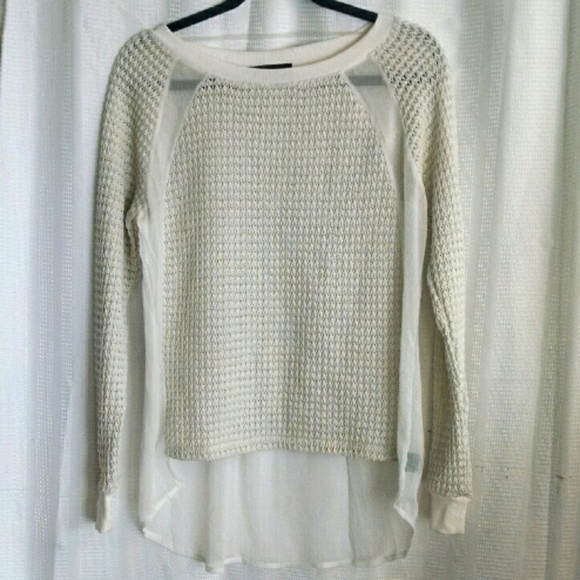 White Mixed Media Sweater