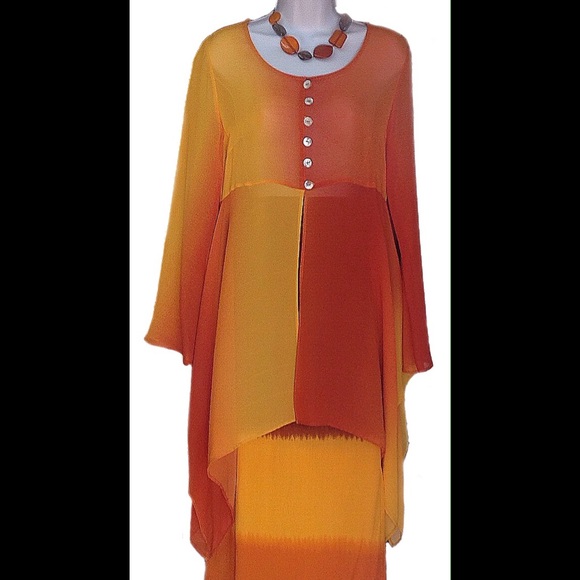 Wonderful Ombré Asymmetrical Hi Lo Lagenlook Tunic - Picture 2 of 3