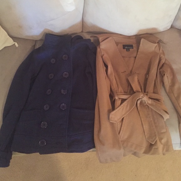 Two peacoats tan/brown and Navy Blue