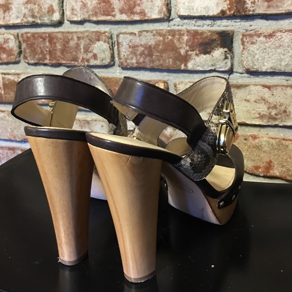 SOLD! Coach Brown and Snake leather platform heels - Picture 2 of 3