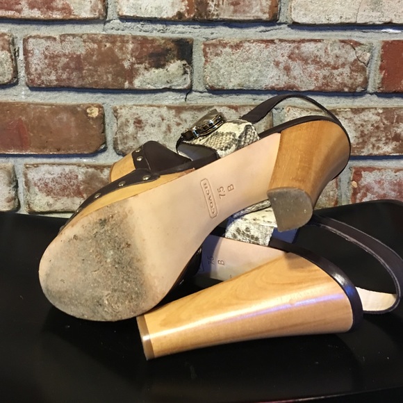 SOLD! Coach Brown and Snake leather platform heels - Picture 3 of 3