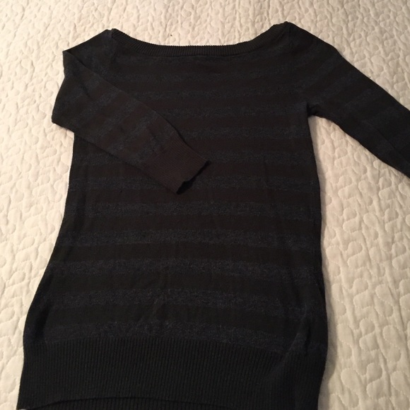 Grey and olive green stripe sweater.