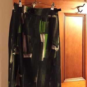 Black, green and gray Etcetera skirt.