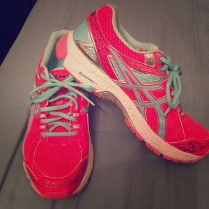 Hot pink and turquoise Asics