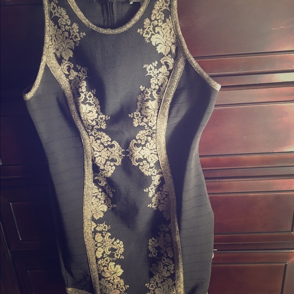 Couture Black and Gold Dress - Picture 1 of 2