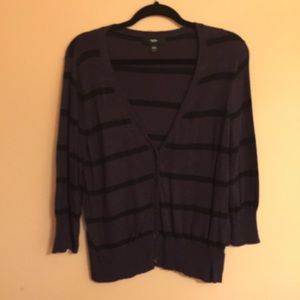 Purple and Black Striped Cardigan