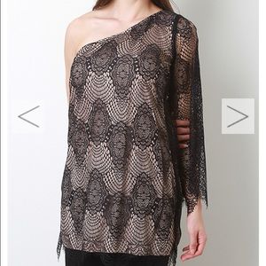 One shoulder lace shift top