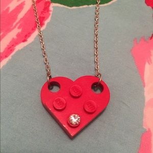Red Lego Heart Necklace