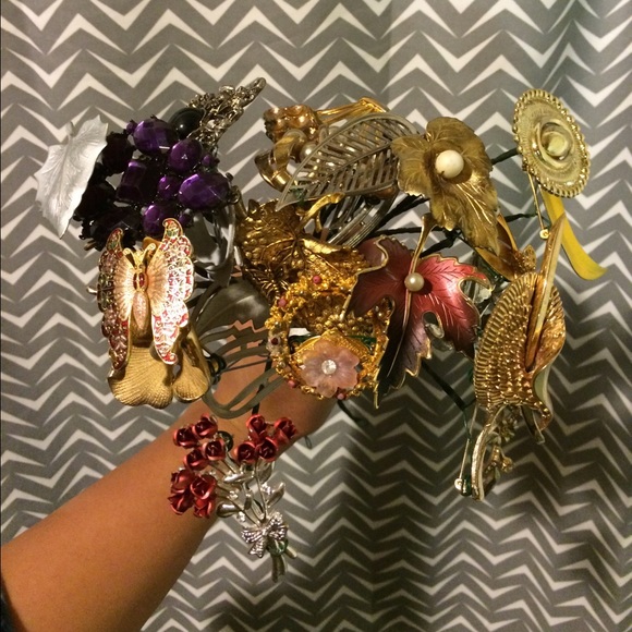 Brooch Wedding Bouquet Stems - Picture 1 of 4