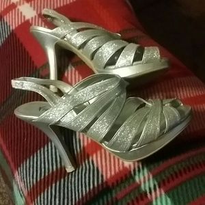 Heels glitter silver