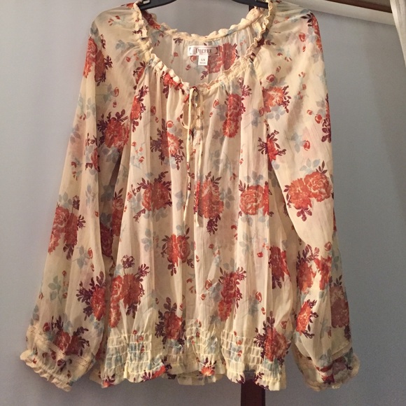 Purple and Orange Peasant Top