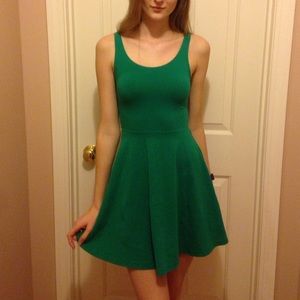 Green skater dress