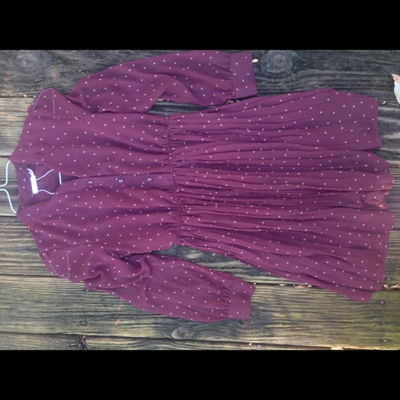 Burgundy Polk dot dress